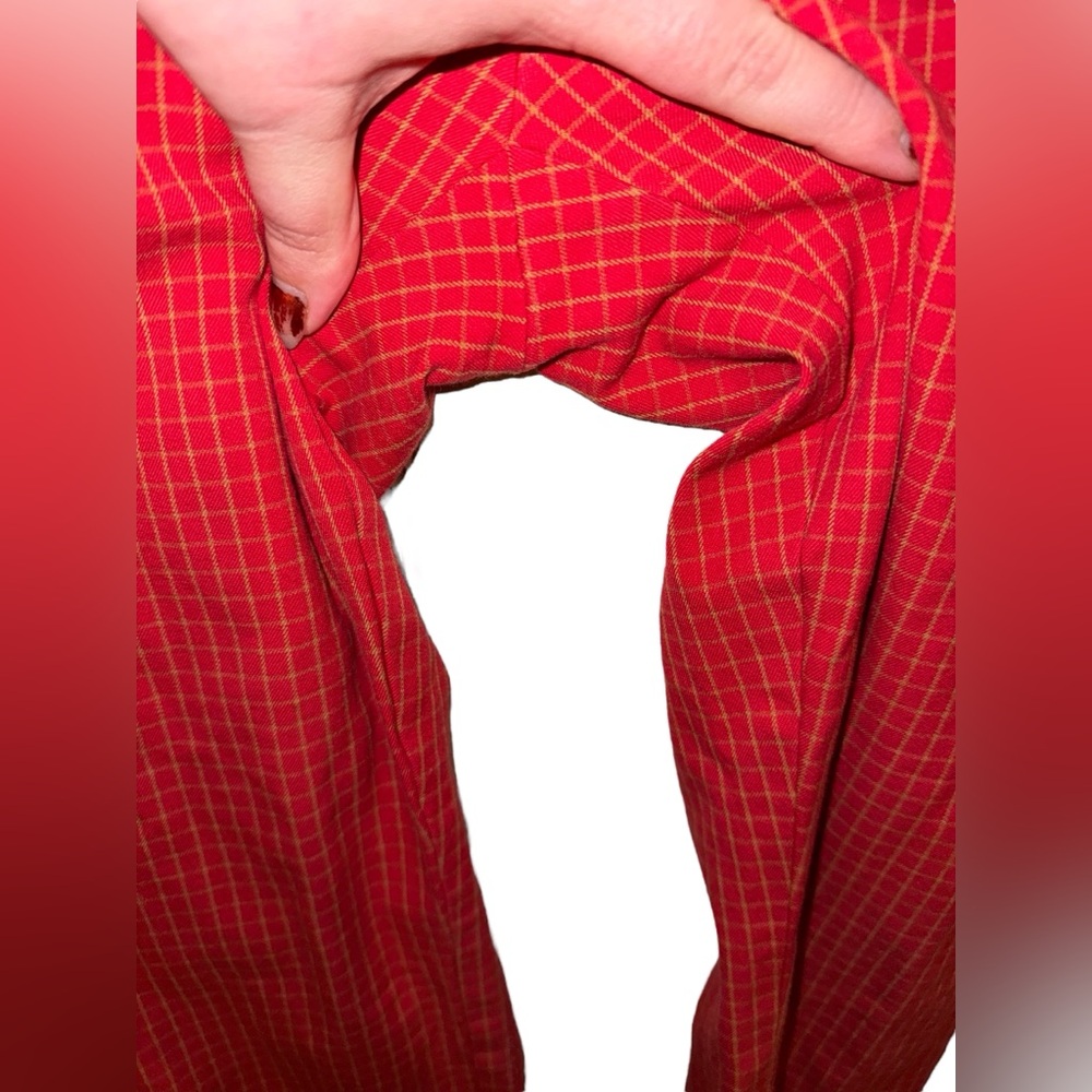 Anthropologie The Essential Slim plaid red pants women’s size 10 ankle - Picture 2 of 13